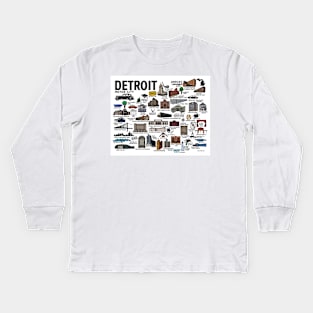 Detroit Map Kids Long Sleeve T-Shirt